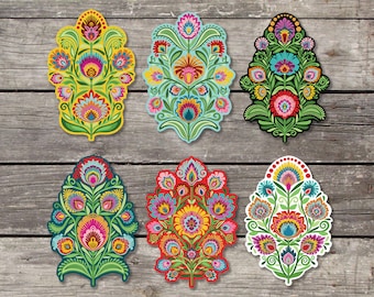 NEW Polish Folk Art Sticker Sheet. Custom Cut Wycinanki style flowers. Folk style florals. Kiss cut sticker sheets. SS147