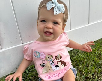 Personalized Puppy Birthday Shirt, Embroidered Dog Girl Shirt