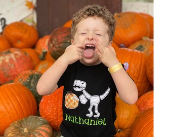 Appliqued Jack-O-Lantern Shirt: Personalized Fall Halloween,  Personalized Kids Tee, Custom, Toddler