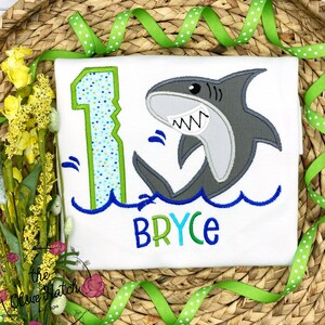 Shark Birthday Shirt: Custom Applique Embroidered Ocean Theme