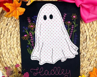 Halloween Ghost  Shirt / Trick or Treat Shirt / Halloween Girl Shirt / Girl Halloween Outfit / Ghost Applique/ Fall Girl Outfit/ Ghost Shirt