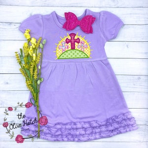 Easter Dress / Easter Shirt / Cross Shirt / Cross Dress / He Is Risen Dress / He is Risen Shirt / Easter Girl Outfit / Easter Applique Shirt