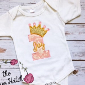 Princess Birthday - Royalty - Crown - Glitter- Applique Embroidery