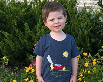 Personalized Boy Shirt: Lawn Mower Applique, Personalized Kids Tee, Custom, Toddler