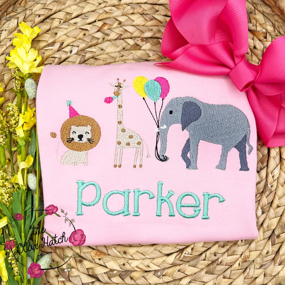 Girl Birthday Shirt / Zoo Birthday Shirt / Safari Birthday Shirt / Zoo Embroidery Shirt / Girl
