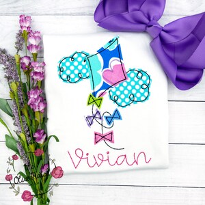 Personalized Kite Applique Girl's Shirt, Embroidered, Kids Custom Tee, Toddler