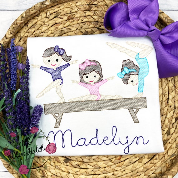 Gymnastics Embroidery Shirt, Custom Personalized Tee