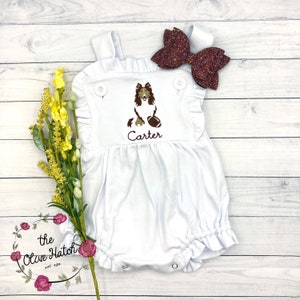 Collie Dog Outfit - Monogrammed Girls - Girls Clothing - Fall Girl Outfit - Fall Outfit- Girl Summer Outfit - Football Outfit - Embroidery