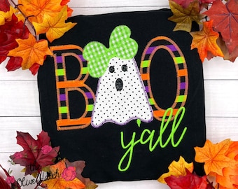 Halloween Ghost Shirt /Trick or Treat Shirt / Halloween Shirt / Ghost Applique  Shirt / Halloween Outfit / Girl Outfit / Fall Girl Outfit