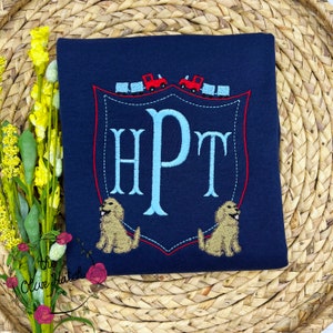 Summer Boy Shirt / Personalized Shirt /  Spring Boy Shirt / Puppy Shirt / Baby Boy Shirt / Train Shirt / Monogrammed Shirt / Train Monogram