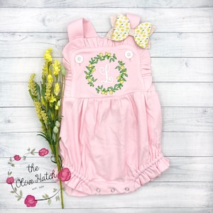 Monogrammed Girls Bubble / Lemon Monogram / Summer Girl Outfit / Spring Girl Outfit / Baby Girl Outfit / Lemon Sunsuit / Lemon Bubble