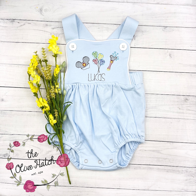 Embroidered Mouse Sunsuit: Personalized Baby Summer Outfit bild 7