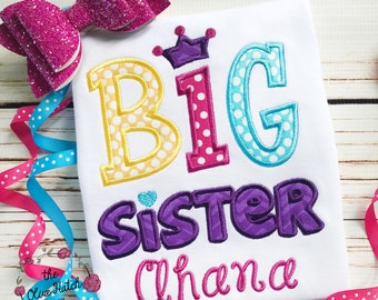 Big Sister Applique Shirt: Custom Sibling Promotion, Announcement,  Personalized Kids Tee, Toddler