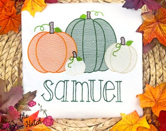 Embroidered Pumpkin Shirt, Personalized Fall Outfit