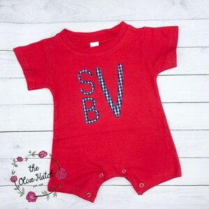 Monogrammed Romper-  Baby Romper- Boy Romper - Personalized  Romper- Boy Birthday Romper - Applique - Embroidery