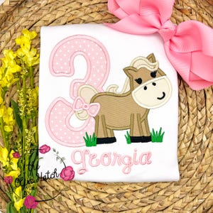Horse Birthday Shirt - Old McDonald - Barn Animals - Custom - Applique Shirt image 1