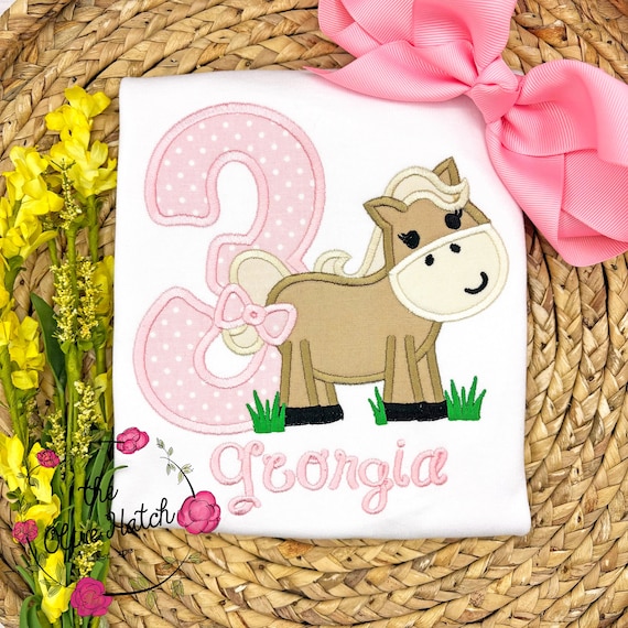 Horse Birthday Shirt - Old McDonald - Barn Animals - Custom - Applique Shirt