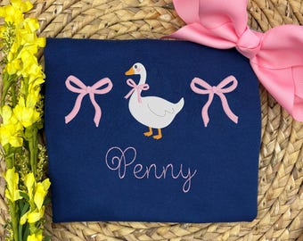 Embroidered Goose Toddler Shirt: Personalized Girl Outfit, Kids Tee, Toddler, Custom