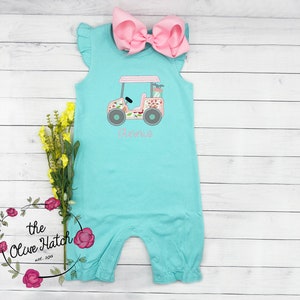 Girls Golf Romper / Golf Outfit / Golf Romper / Golf Outfit / Golf Cart Romper / Golf Applique Romper / Girl Golf Cart / Spring Outfit