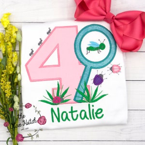 Personalized Bug Birthday Shirt: Magnifying Glass, Beetles, Bugs, Custom Birthday