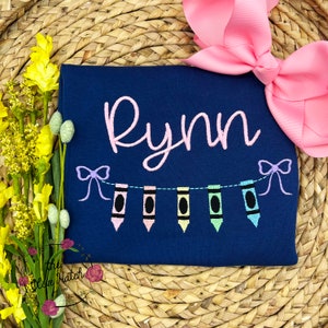 Back to School Shirt / Girl Back to School Shirt / School Shirt / Crayon Shirt / Preschool Shirt / Girl School Outfit / School Embroidery