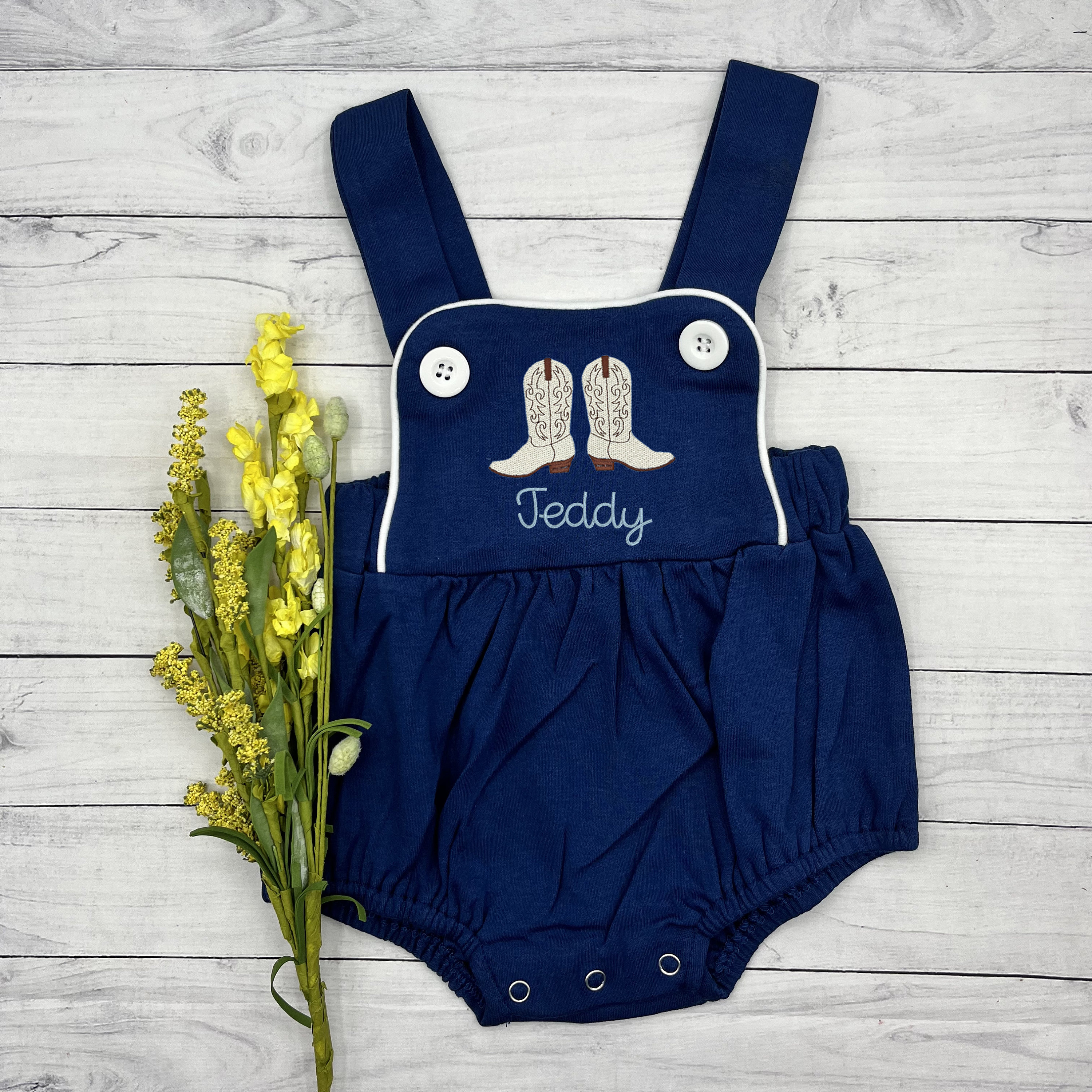 Cowboy Outfit / Monogrammed Boy Sunsuit / Spring Boy Outfit / Boots Outfit / Rodeo Outfit / Fair Outfit / Boy Summer Outfit / Boots