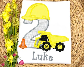 Camiseta de cumpleaños de construcción - Camión volquete - Bordado de aplique