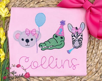 Personalized Zoo Animal Embroidery Shirt: Custom Safari Birthday, Kids Tee, Toddler