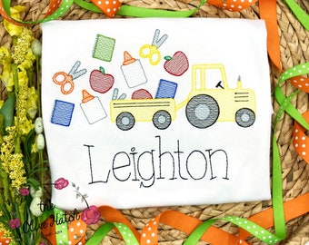 Personalized Tractor Back to School Shirt: Boy's Outfit, Preschool Tee, Toddler, Kids, Custom