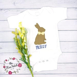 Easter Bunny Shirt / Easter Shirt / Boy Easter Shirt / Bunny Shirt / Easter Outfit / Rabbit Shirt / Easter Applique Shirt image 4