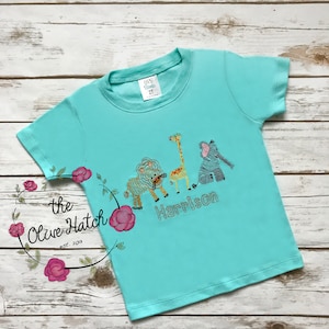 Zoo Shirt - Safari - Elephant - Lion - Giraffe - Sketch - Custom - Applique Embroidery