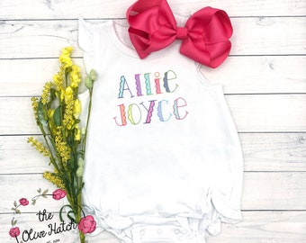 Girl's Monogrammed Romper – Scalloped Embroidery