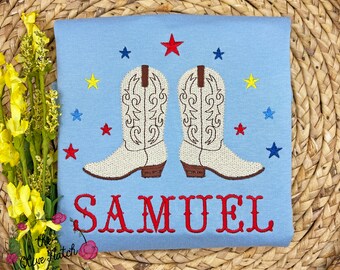 Monogrammed Cowboy Boots Shirt: Personalized Rodeo Outfit, Western Tee