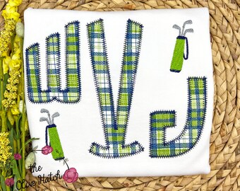 Personalized Boy Golf Shirt: Monogram Applique Golf Cart Tee, Kids Top, Custom, Toddler