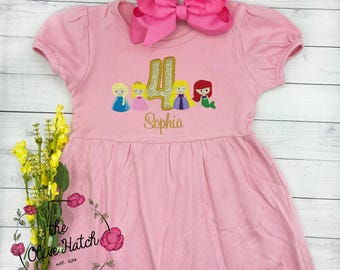 Vestido de cumpleaños de princesa personalizado, número bordado