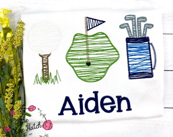 Personalized Boys Golf Shirt – Embroidered Golf Cart Trio