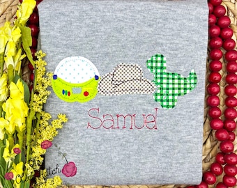 Embroidered Applique Shirt: Astronaut, Cowboy, Dinosaur Birthday Outfit, Personalized Boy Tee, Toddler, Custom, Kids