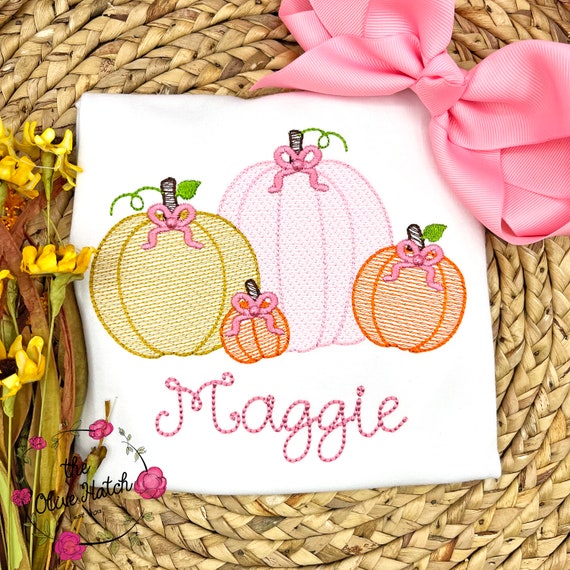 Embroidered Girl Pumpkin Shirt, Personalized Fall Outfit