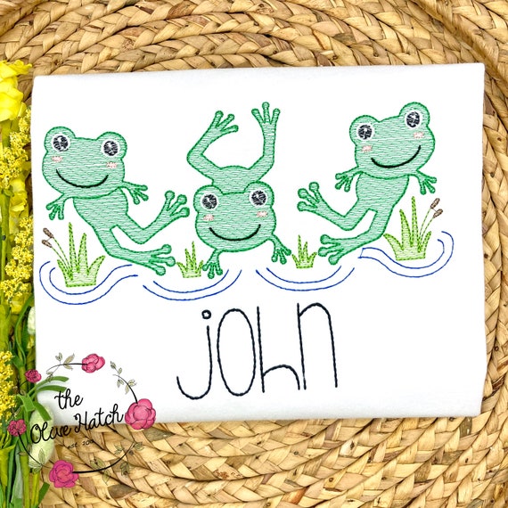 Embroidered Frog Shirt: Personalized Spring Kids Tee