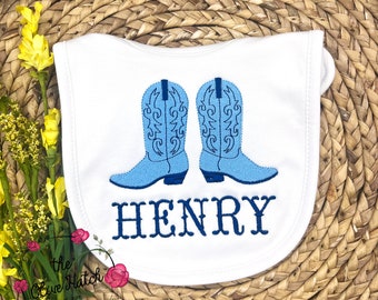 Boots Bib /  Cowboy Bib  / Cowboy Bib / 4H Bib / Boy Bib / Baby Shower Gift / Hunting Embroidery / Baby Boy Bib / Fall Baby Boy /