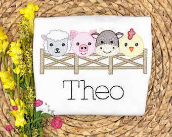 Personalized Farm Animal Embroidery Shirt, Boy's Outfit