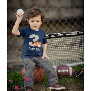 Sports Birthday Shirt - Basketball - Baseball - Football - Custom - Applique Embroidery
