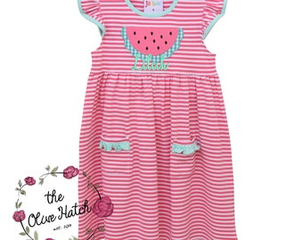 Summer Monogrammed Dress / Watermelon Monogram / Summer Girl Outfit / Monogrammed Girls Dress/ Summer Outfit/ Watermelon Dress / Watermelon
