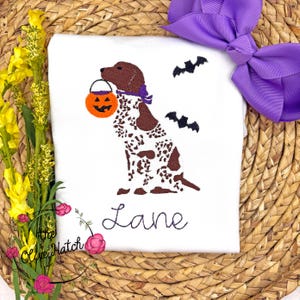 Camiseta de Halloween bordada de Braco Alemán, personalizada, para niños y bebés