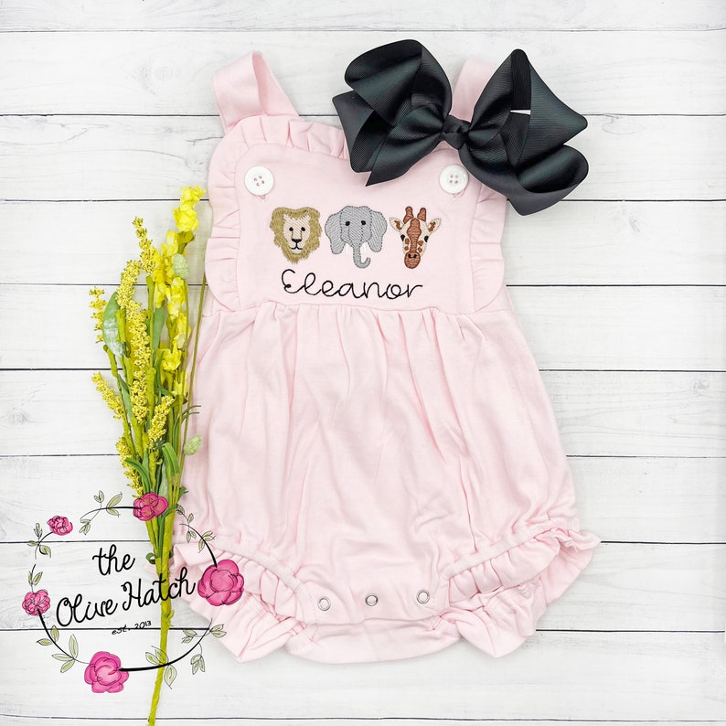 Zoo Girl Outfit / Monogrammed Girls Sunsuit / Girls Clothing / Etsy