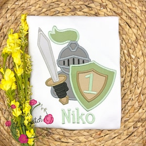 Knight Birthday Shirt: Custom Applique Embroidery, Personalized
