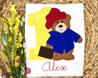 Bear Birthday Shirt - Bear Blanket Stitch Design -  Applique Embroidery