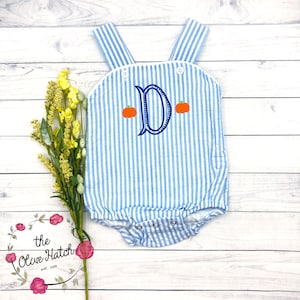Pumpkin Boy Outfit - Fall Boy Outfit - Monogrammed Boy Bubble -  Embroidery