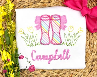Rain Boots Applique Shirt: Spring Tulip Outfit, Personalized Toddler Tee,  Custom, Toddler