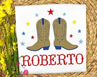 Monogrammed Cowboy Boots Shirt, Rodeo Outfit